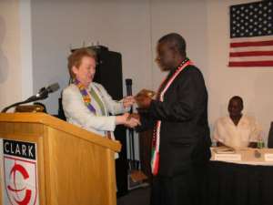 Mayor of Worcestor presenting key of the City to John Atta Mills